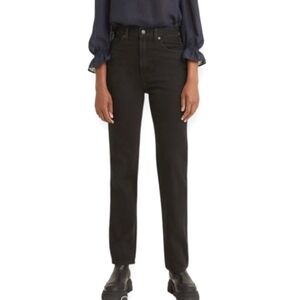 Levi's 70s High Slim Straight Jeans Premium Denim Trainwreck Black Size 26